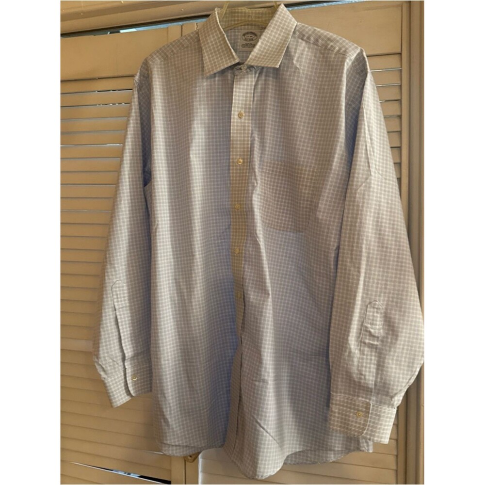 Brooks Brothers Blue and White Mini-Check Men's Dress Shirt